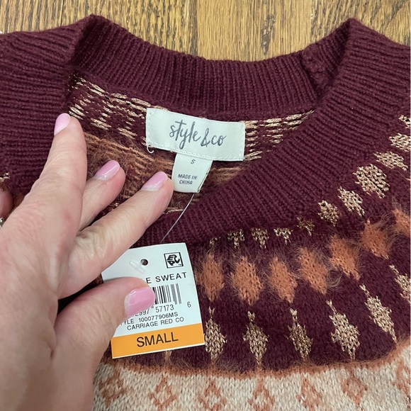Style & Co Ladies Fair Isle Sweater Size Small, NWT - Picture 4 of 6